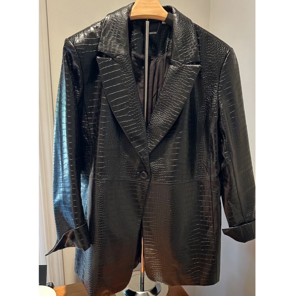 Chico's Vegan Leather Snake Embossed Jacket Sz 14